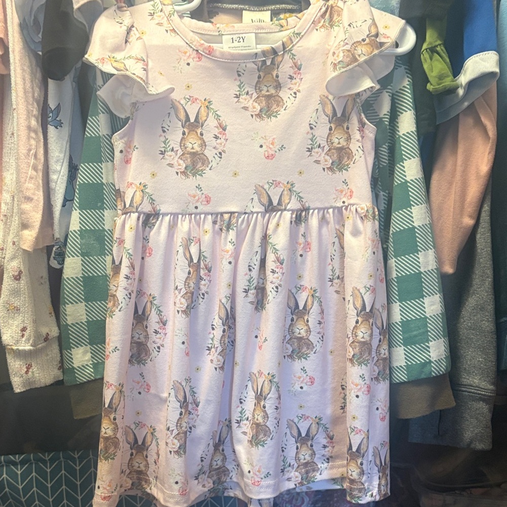 Kickee Pants Pink Bunny and Floral Dress